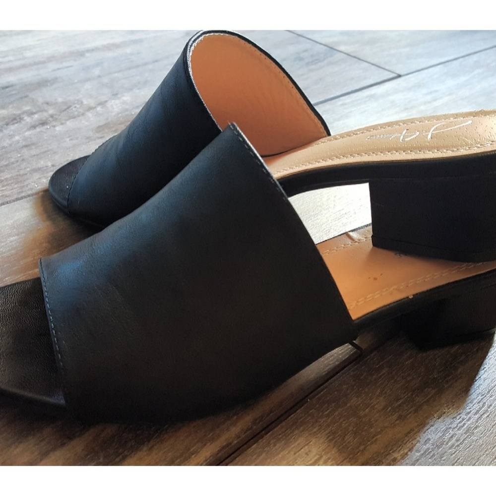 Black Slides Open Toe Mule Wedges